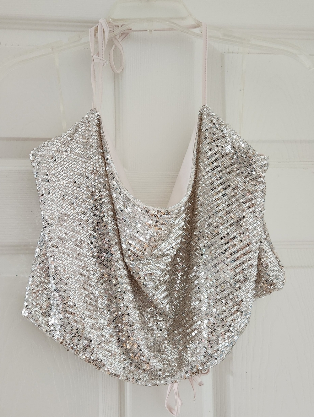 wild fable Silver Sequin Cowl Halter Camisole